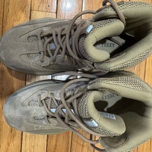 Yeezy Tan Suede Mesh High-Top Sneakers